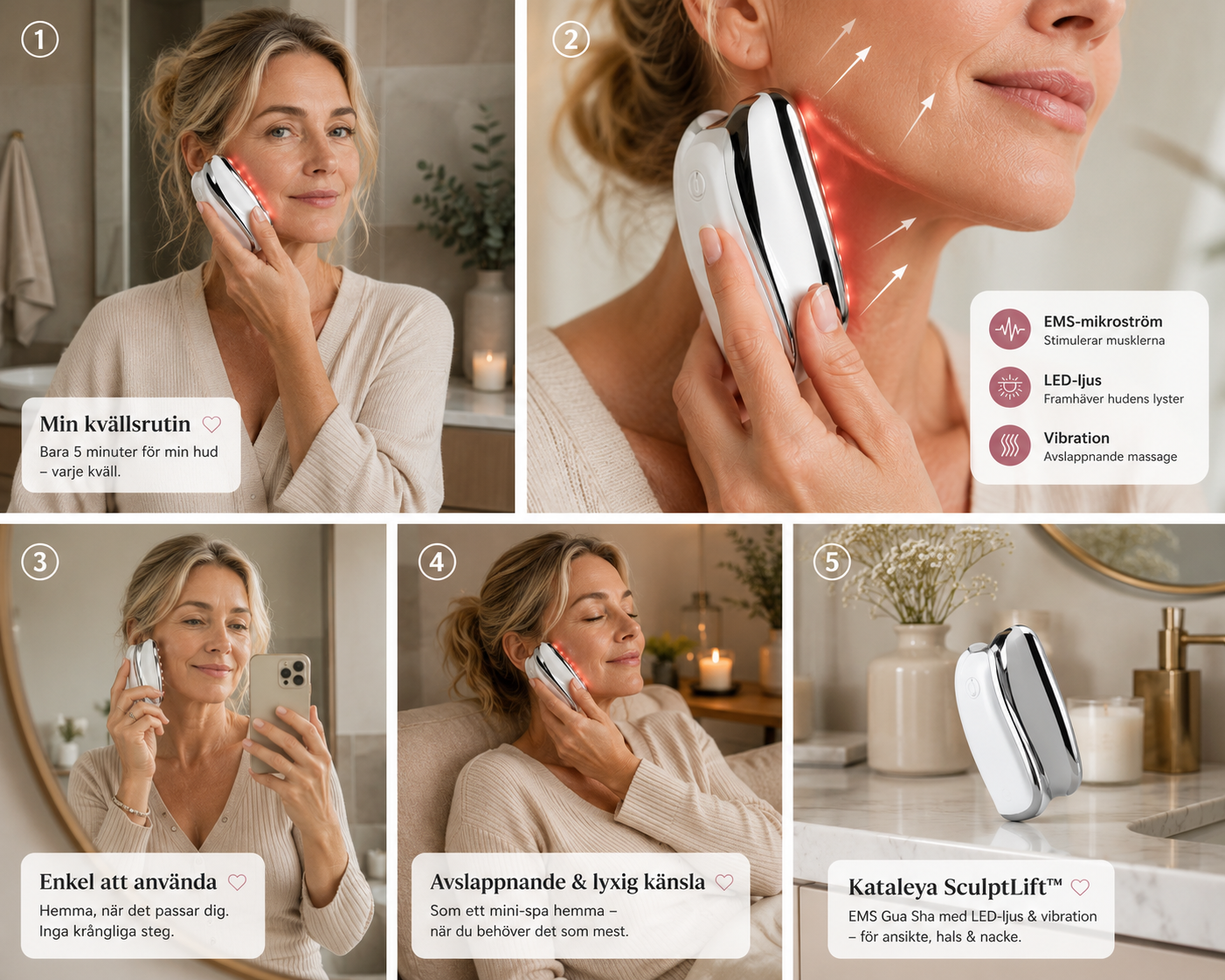 Kataleya SculptLift™ – EMS Gua Sha med LED-ljus för Ansikte, Hals & Nacke