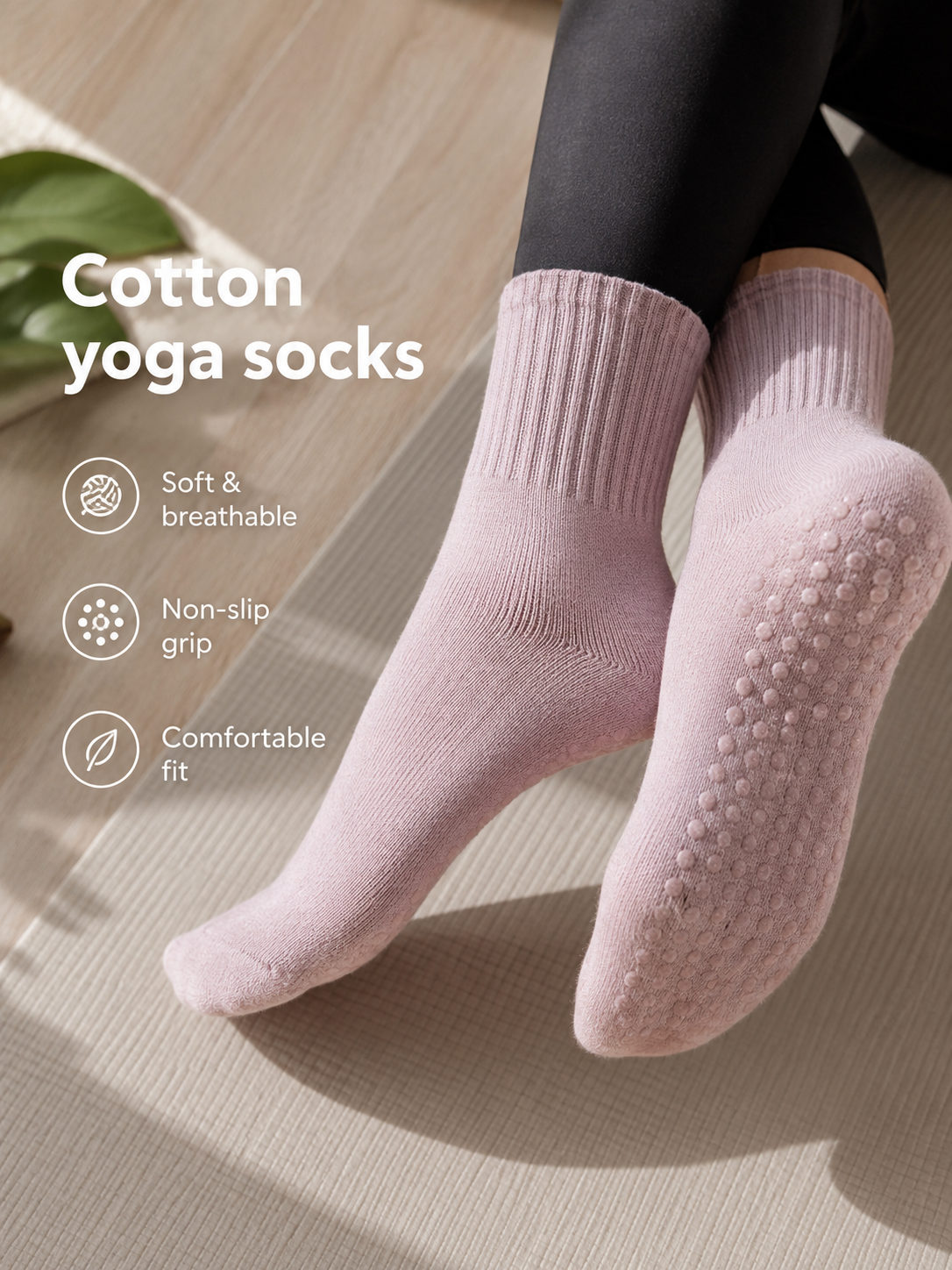 Halkfria Yoga- & Pilatesstrumpor för Träning