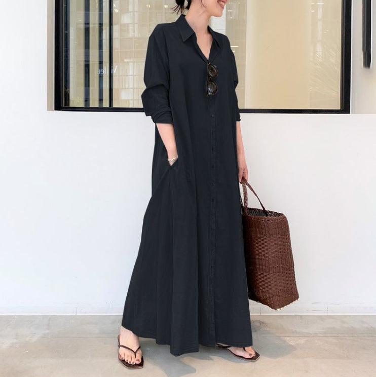 Skjortklänning med fickor – stilren & bekväm