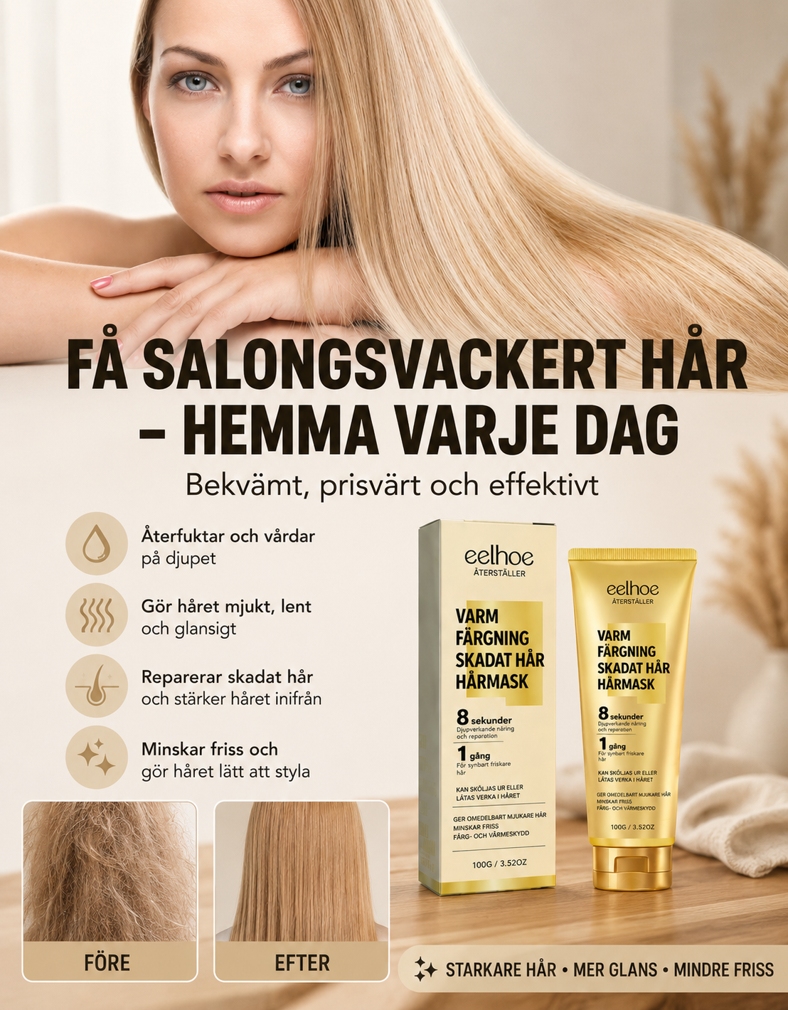Reparerar torrt och skadat hår