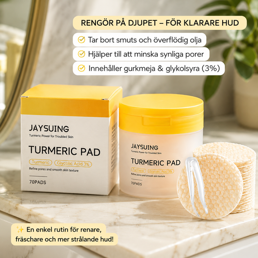 Gurkmeja Pads – Djuprengörande Rondeller för Renare Porer